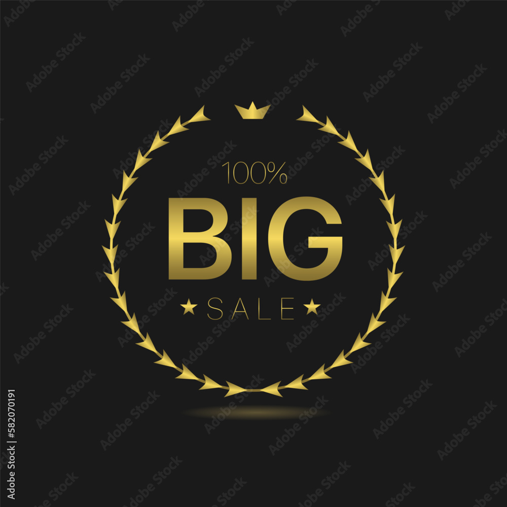 Fototapeta premium Big sale golden laurel wreath vector label