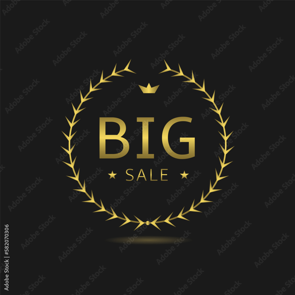 Big sale golden laurel wreath vector label Big sale golden laurel wreath vector label