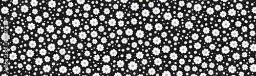 Gothic floral pattern with skull and bone motifs on black and white japanese inspired background. Spooky and beautiful for halloween decoration. Vector