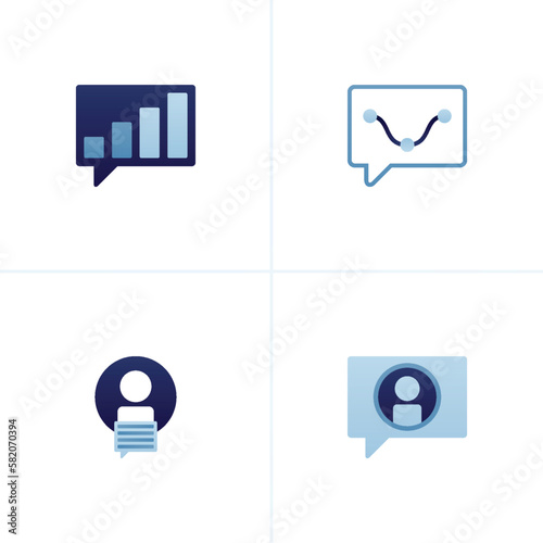 Icon vector of comment balloons and bar charts, line charts and feedback, profile avatars and support assistants, user comments and feedback. Can be used for company websites, poster ads, mobile apps © nakigitsune-sama