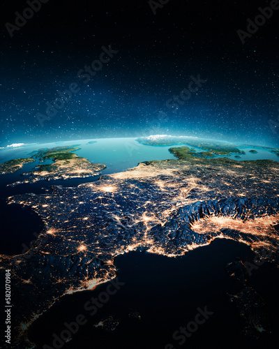France city lights from space