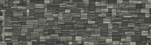 Macro texture of slate and concrete tile, creating rough and natural stone wall background with dark and grey tones. Vector