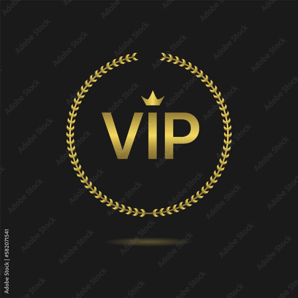 Naklejka premium Vip golden laurel wreath vector label