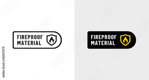 Fireproof label vector or Fire proof symbol vector isolated in flat style. Fireproof badge vector. fire-resistant material seals or labels for quality products such as safes. flame proof mark vector.