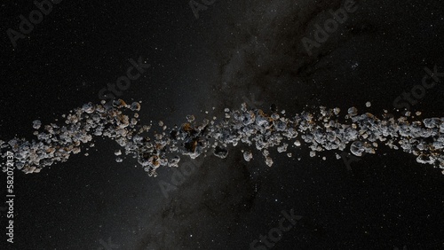 asteroid belt floating in the galaxy.