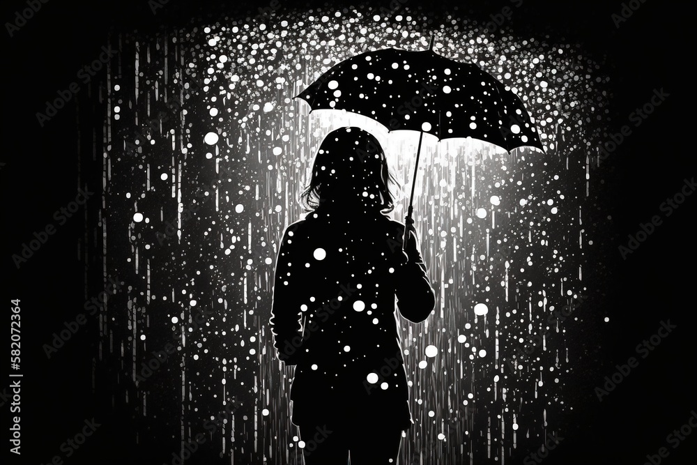 rain black background. man with umbrella in bad weather. AI generated rain black background. man with umbrella in bad weather. AI generated