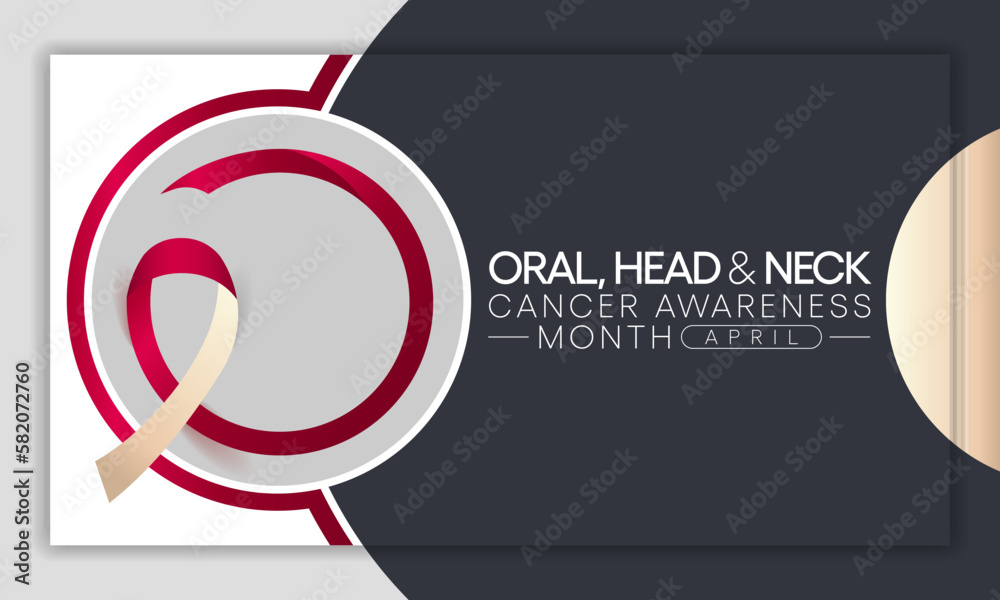 Fototapeta premium Oral, Head and neck cancer awareness month is observed every year in April. These cancers are diagnosed more often among people over age 50 than among younger people. Vector illustration