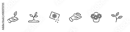 Seeding and gardening icon set illustration
