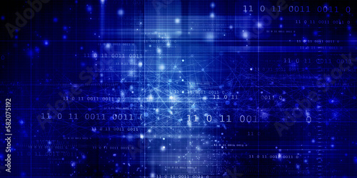 Wallpaper Mural 2d illustration Abstract futuristic electronic circuit technology background Torontodigital.ca