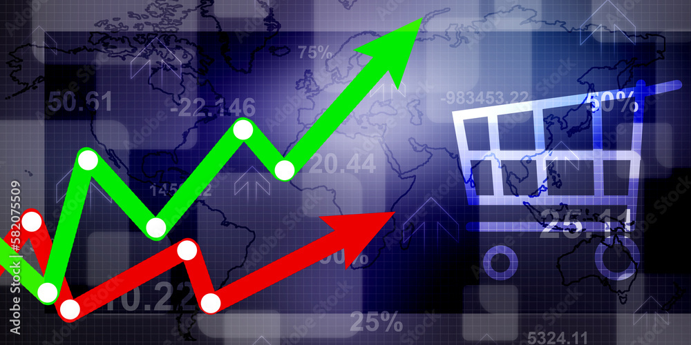 2d rendering Stock market online business concept. business Graph 2d rendering Stock market online business concept. business Graph