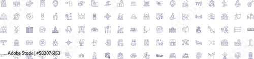 Destination line icons signs set. Design collection of Destination, Outcome, Aim, Wish, Goal, End, Terminus, Intention outline concept vector illustrations