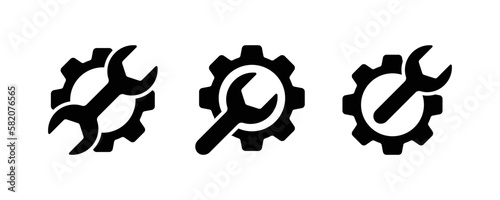 Repair icons set. Silhouette, black, mending logo. Vector icons