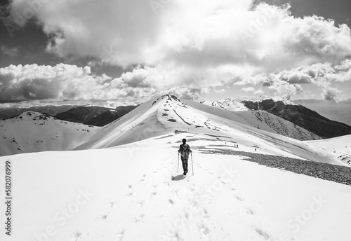 Campocatino and Mount Crepacuore (Italy) - The snow capped mountains in the province of Frosinone, Lazio region, in Ernici mounts, famous for ski site station. photo