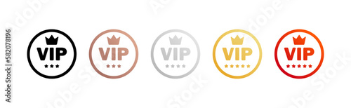 Set of VIP badges. Flat, multi-colored, round VIP icon. Vector icons.