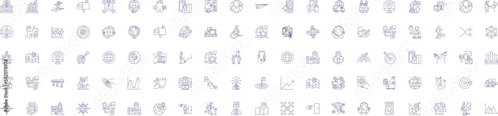 Location and map line icons signs set. Design collection of Map, Location, Geographic, Geography, Chart, Plot, Image, Position outline concept vector illustrations - obrazy, fototapety, plakaty 