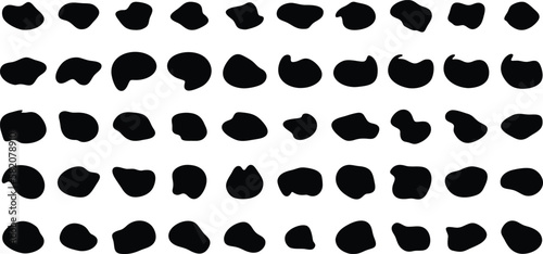 Hand Drawn Organic Shapes Liquid and fluid shape Black symbol Black color 50 Set