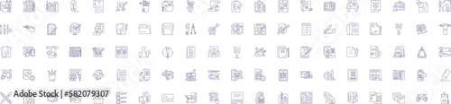 Editing line icons signs set. Design collection of Edit, Revise, Modify, Adjust, Tweak, Refine, Polish, Correct outline concept vector illustrations