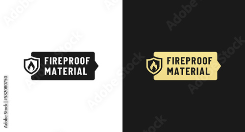 Simple Fireproof material label or Fire resistant symbol vector isolated in flat style. Fireproof sign vector. fire resistant material seals or labels for products such as safes. Fire proof sign.