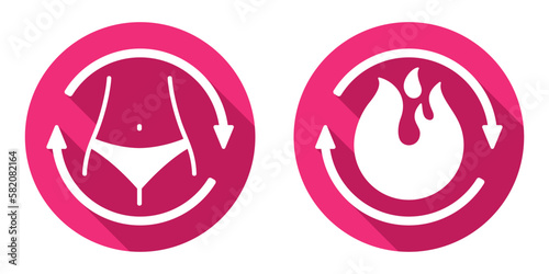 Metabolism flat icons - female body and energy