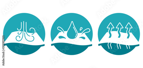 Wind proof, breathable, waterproof circular icons
