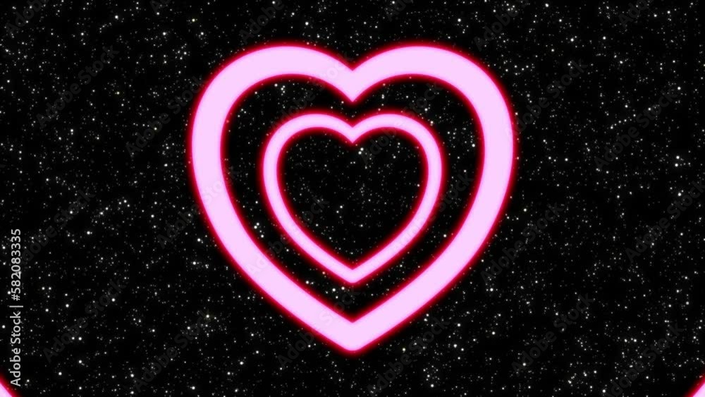 aesthetics neon pink heart tunnel wallpaper background, cute motion background Stock Video