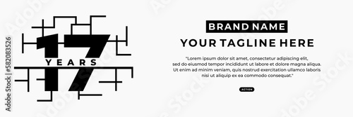 best 17 years banner vector or 17 years in business vector in flat style. Simple vector design of number 17 or 17 years in business. For needs related to experience design in business 17th.