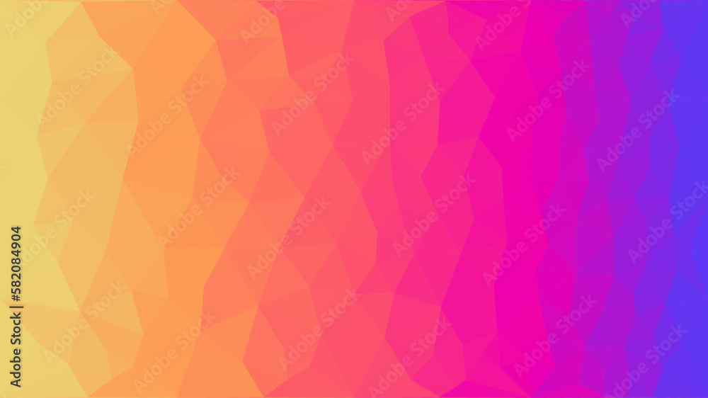 Fond polygonal abstrait dégradé de couleurs vives, motif géométrique triangulaire, transition douce du jaune au violet, texture moderne et dynamique pour design graphique et web