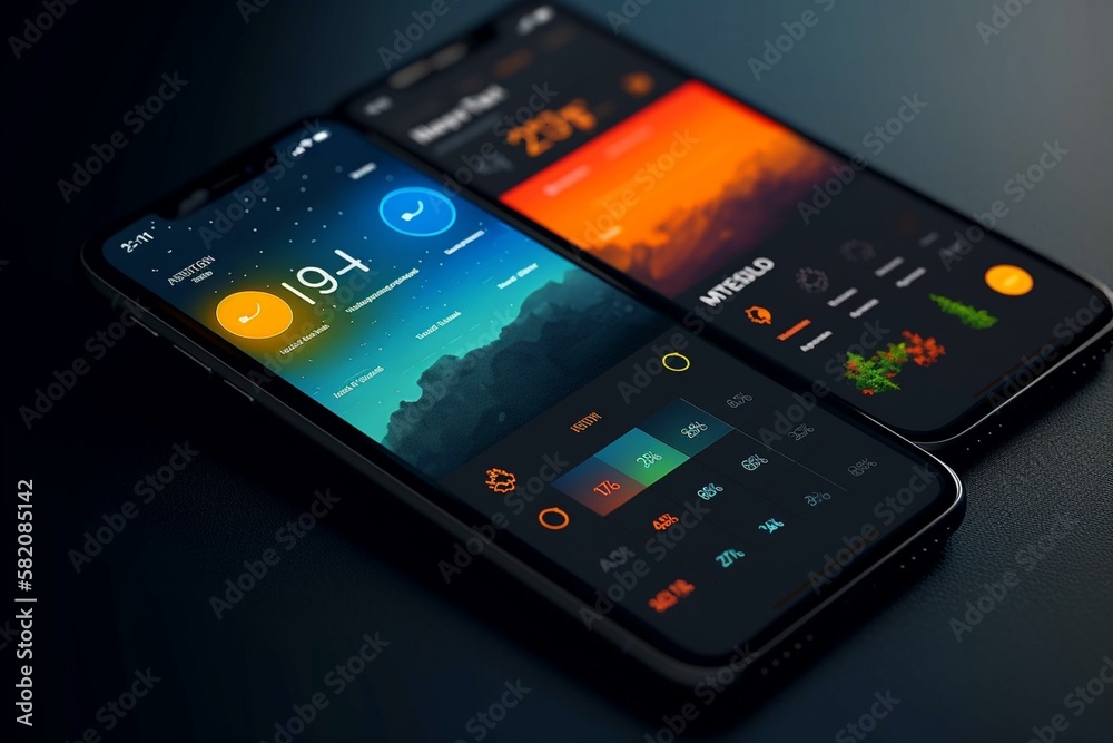 A weather app with a sleek and modern design featuring vibrant colors and intuitive navigation. Generative AI A weather app with a sleek and modern design featuring vibrant colors and intuitive navigation. Generative AI