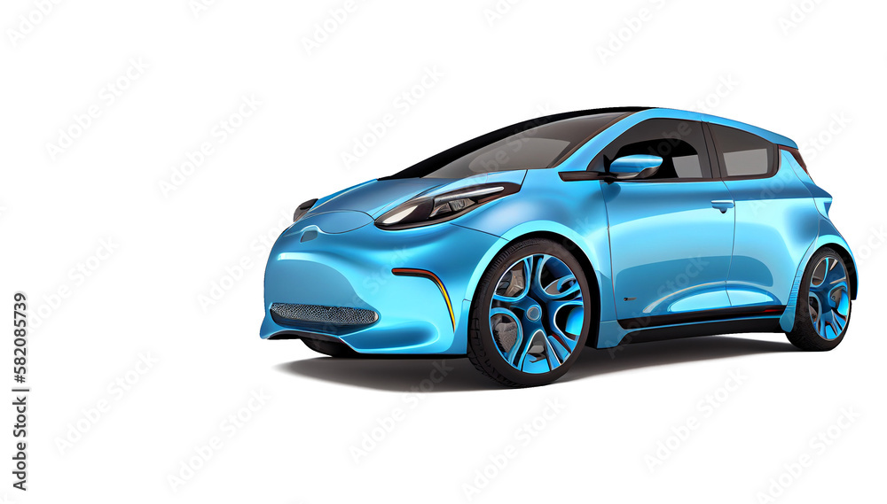 modern electric car on transparent background generative AI