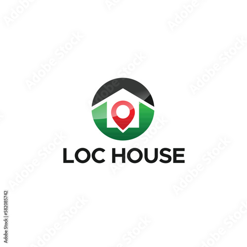 Modern Colorful LOC HOUSE Pin Building logo design