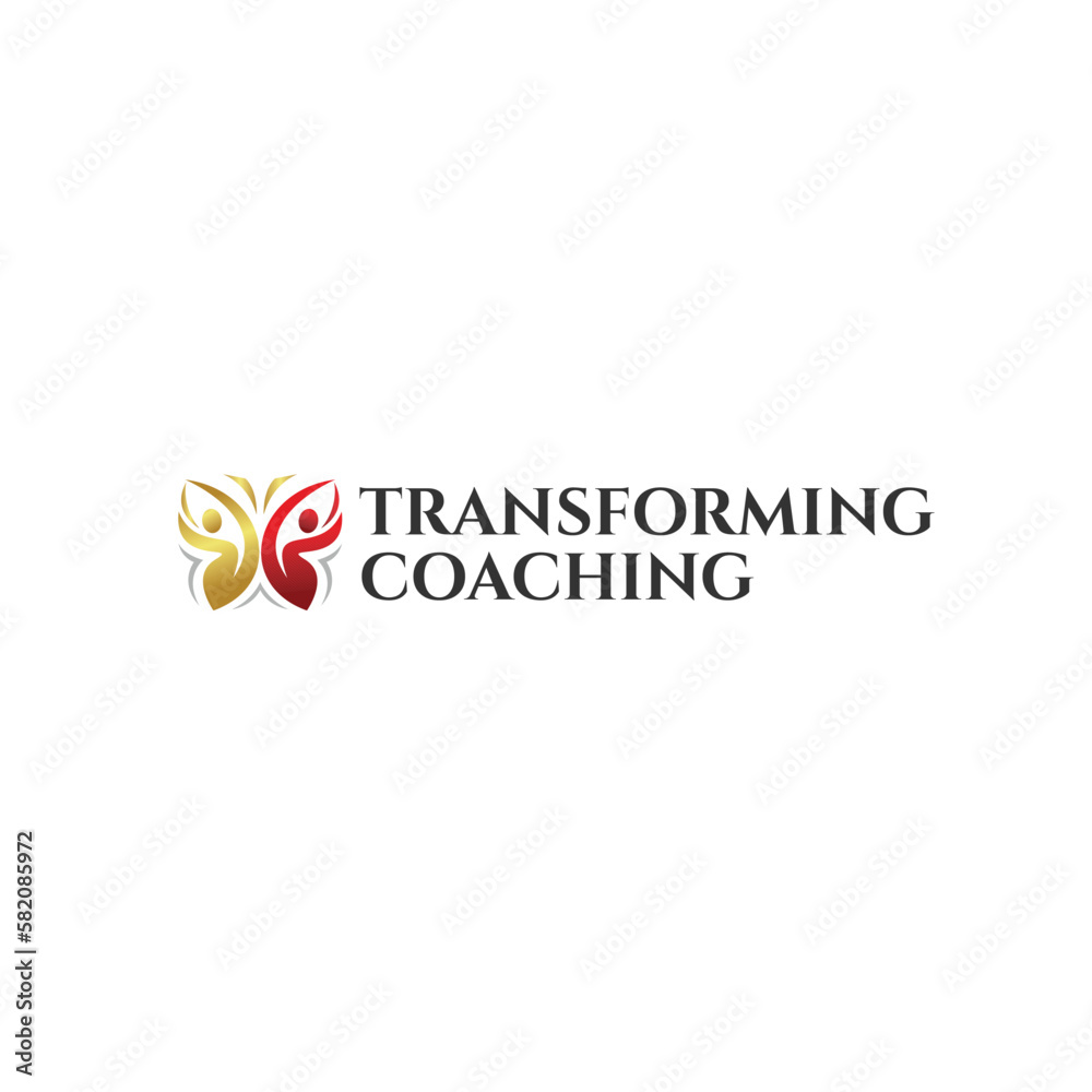 Modern TRANSFORMING COACHING Butterfly logo design