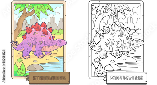 prehistoric dinosaur stegosaurus, illustration design