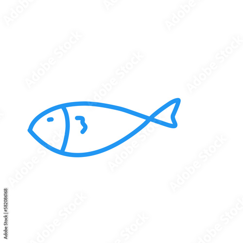 Fish Line Icon, Fish outline, Doodle Fish