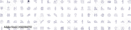 Industrial machinery line icons signs set. Design collection of Machinery, Industrial, Equipment, Factories, Manufacturing, Lathes, Mills, Automation outline concept vector illustrations
