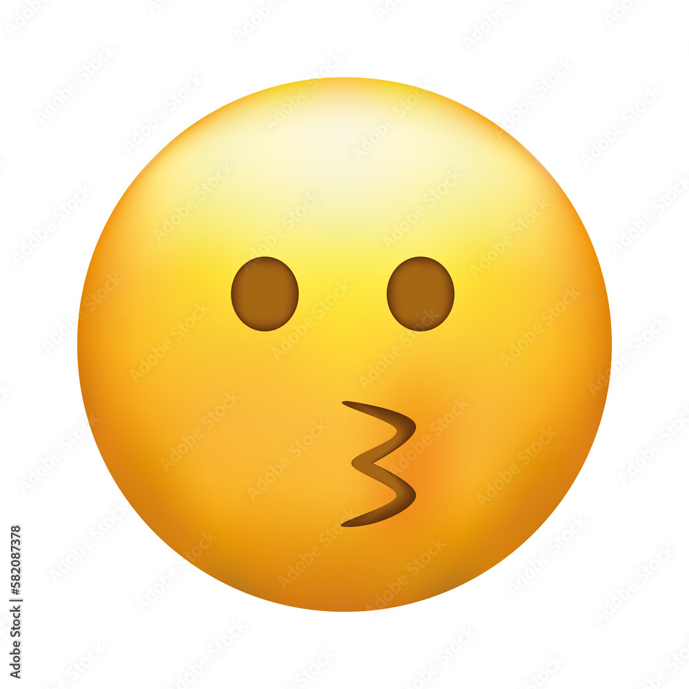 Fototapeta premium Kissing emoji with open eyes. Kiss emoticon with happy blushing face.