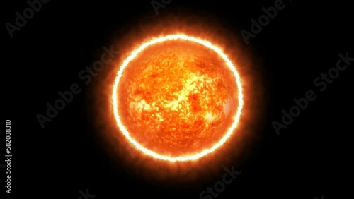  Realistic  sun planet spinning his own axis. sun sphere solar system , galaxy background.