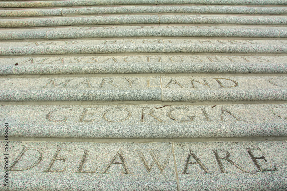 Stairway consisting of 49 granite steps, engraved with the names of U.S