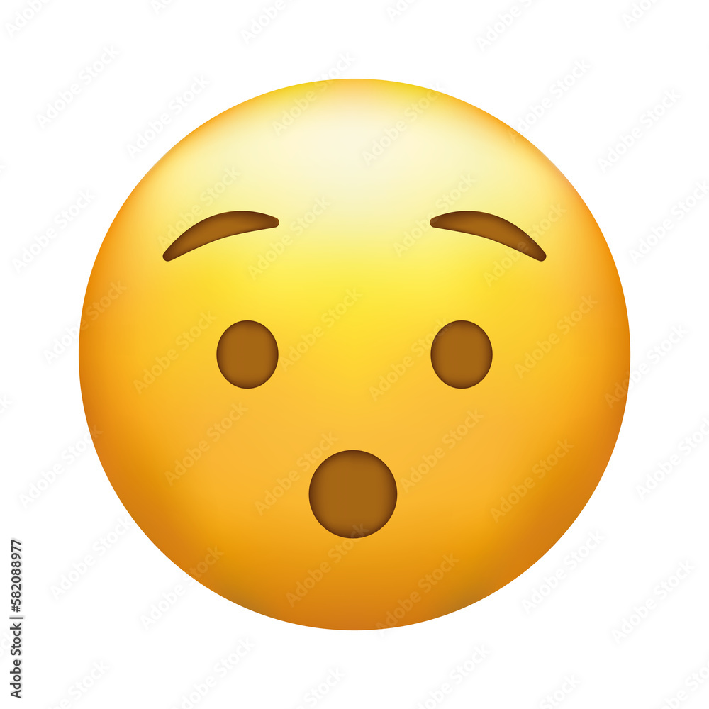 Astonished emoji. Shocked emoticon with gasping face