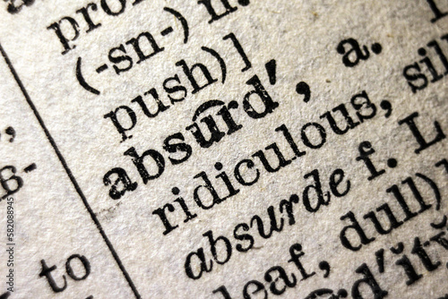 фотографія Definition of word absurd on dictionary page, close-up