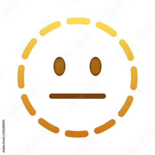 Dotted line expressionless Smiley Emoticon Face line icon