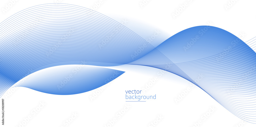 Smooth flow of wavy shape with gradient vector abstract background, light blue design curve line energy motion, relaxing music sound or technology.