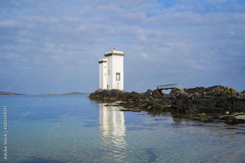 The Carraig Fhada lighthouse near Port Ellen on the isle of Islay