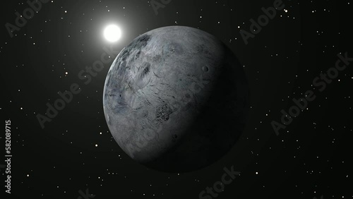 Eris planet rotated , solar system fictional Eris sphere rotating  in globe , galaxy background.