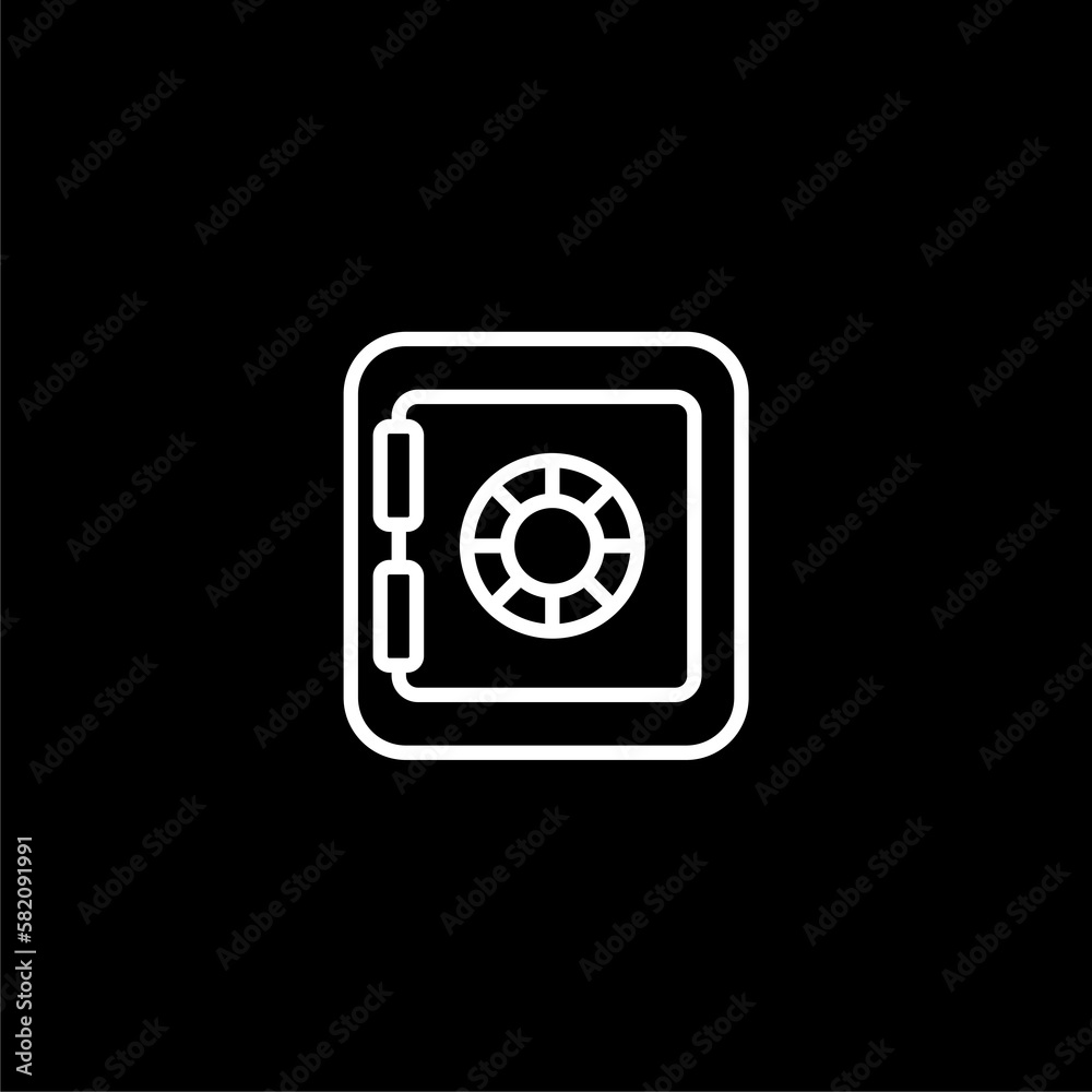 Money safe line icon isolated on black background Money safe line icon isolated on black background