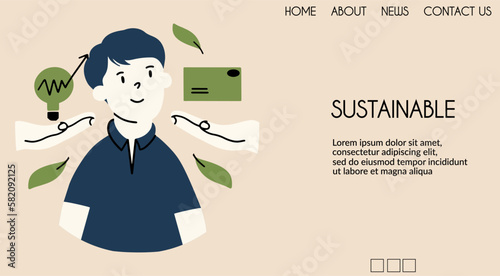 Sustainable environment banner. ESG concept. Vector illustration