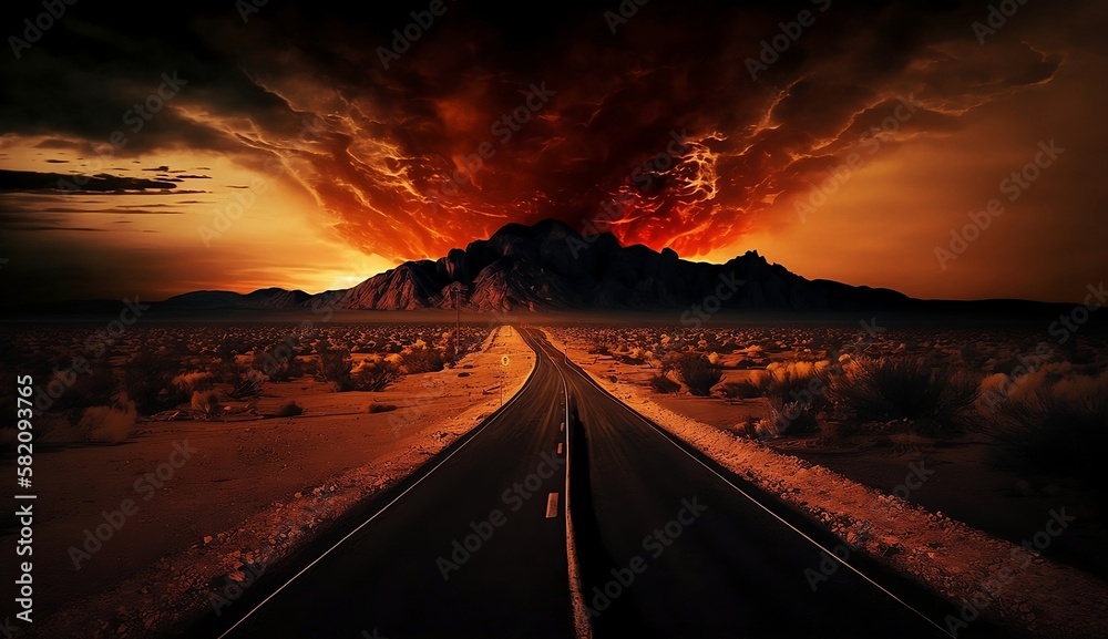 Fototapeta premium sunset over the road