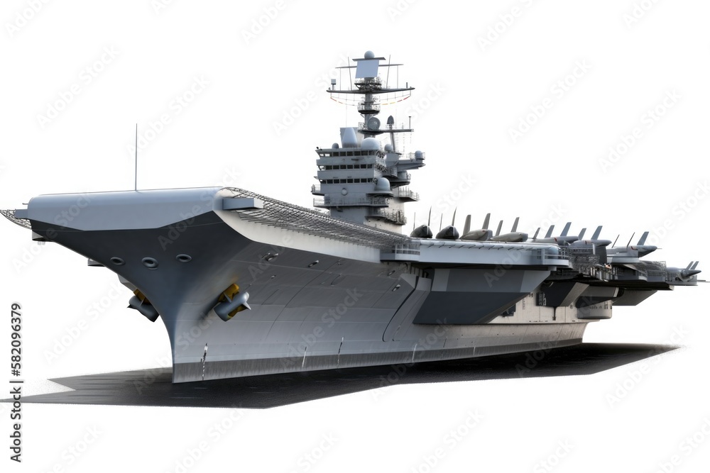 Aircraft Carrier Isolated on White Background, Generative AI Aircraft Carrier Isolated on White Background, Generative AI