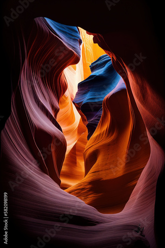 Abstract orange rock curves. Inspired by Antelope canyon, Page, Arizona and inspired by AI