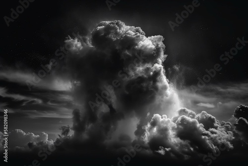 Space clouds in a monochrome palette with a shooting star streaking through the center Generative AI