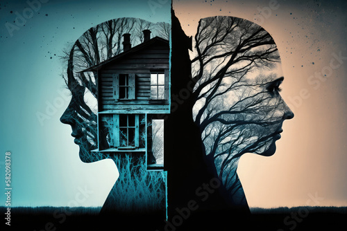 Divorce and psychological problems stress due to parting with loved one AI generated art
